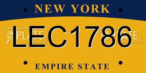 LEC1786 New York License Plate