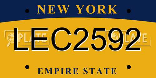 LEC2592 New York License Plate