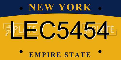 LEC5454 New York License Plate