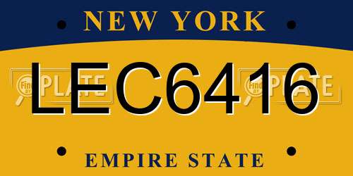 LEC6416 New York License Plate