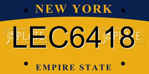 LEC6418 New York License Plate