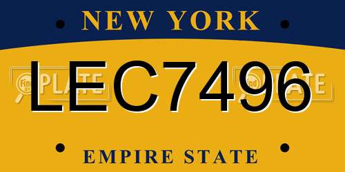 LEC7496 New York License Plate