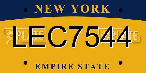 LEC7544 New York License Plate