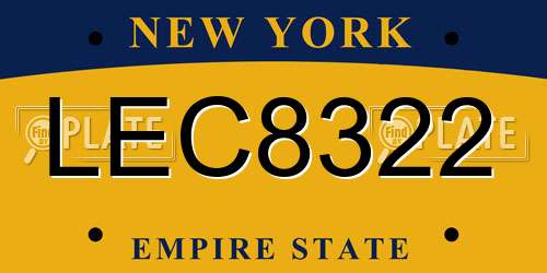 LEC8322 New York License Plate