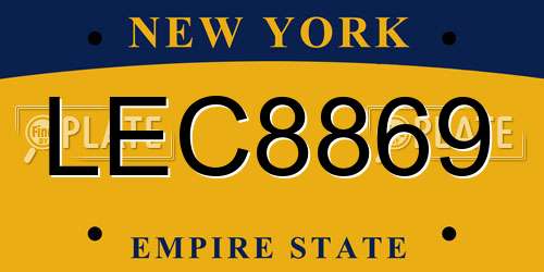 LEC8869 New York License Plate