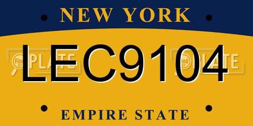 LEC9104 New York License Plate