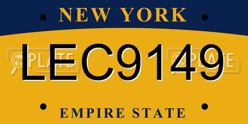 LEC9149 New York License Plate