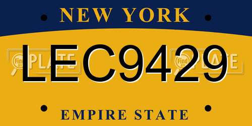 LEC9429 New York License Plate