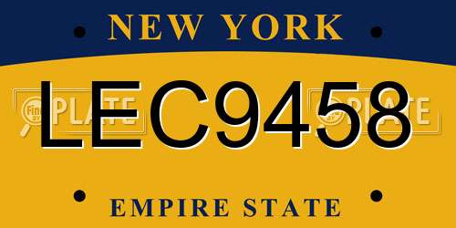 LEC9458 New York License Plate