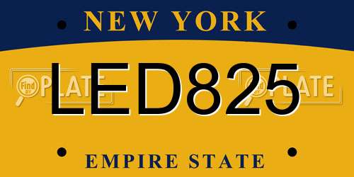 LED825 New York License Plate
