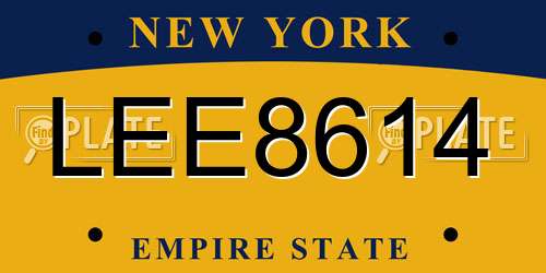 LEE8614 New York License Plate