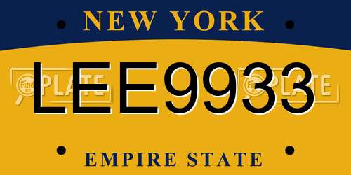 LEE9933 New York License Plate