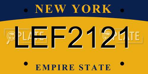 LEF2121 New York License Plate