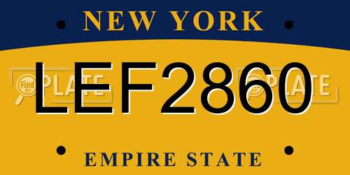 LEF2860 New York License Plate