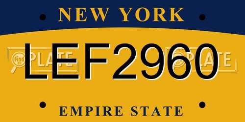 LEF2960 New York License Plate