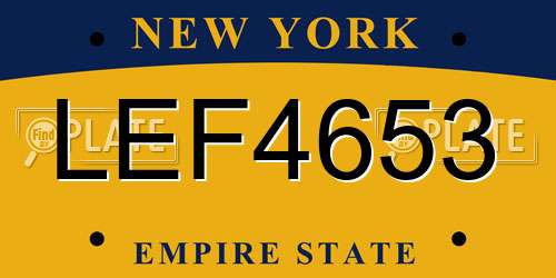 LEF4653 New York License Plate
