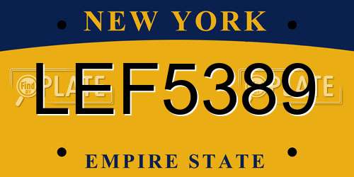 LEF5389 New York License Plate