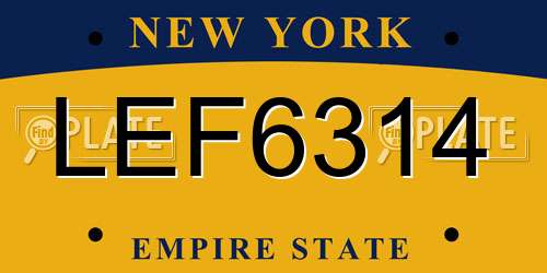 LEF6314 New York License Plate