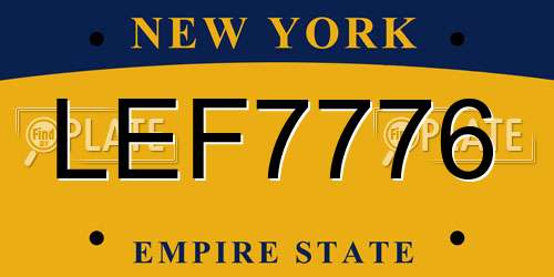 LEF7776 New York License Plate