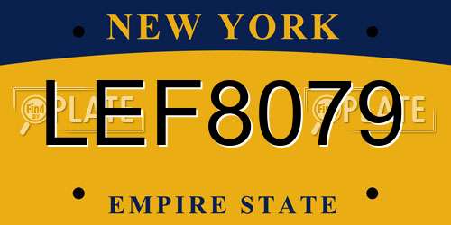 LEF8079 New York License Plate