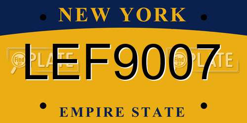 LEF9007 New York License Plate