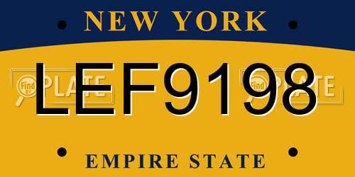 LEF9198 New York License Plate