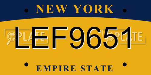 LEF9651 New York License Plate