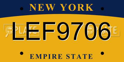 LEF9706 New York License Plate