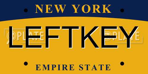 LEFTKEY New York License Plate