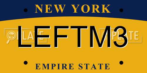 LEFTM3 New York License Plate