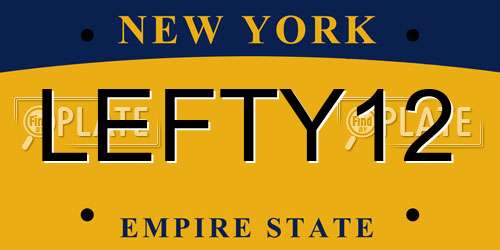 LEFTY12 New York License Plate