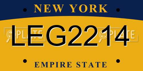 LEG2214 New York License Plate