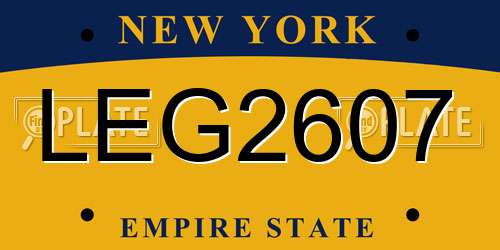 LEG2607 New York License Plate