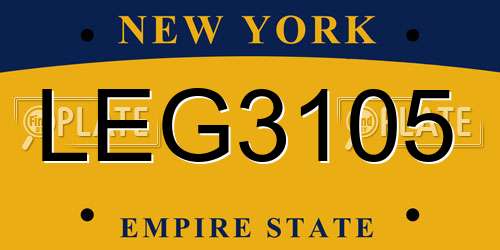 LEG3105 New York License Plate
