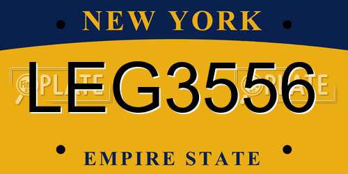 LEG3556 New York License Plate