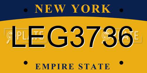 LEG3736 New York License Plate