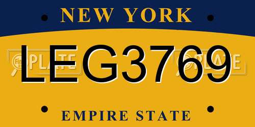 LEG3769 New York License Plate