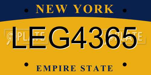 LEG4365 New York License Plate