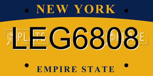 LEG6808 New York License Plate