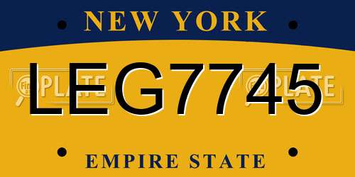 LEG7745 New York License Plate