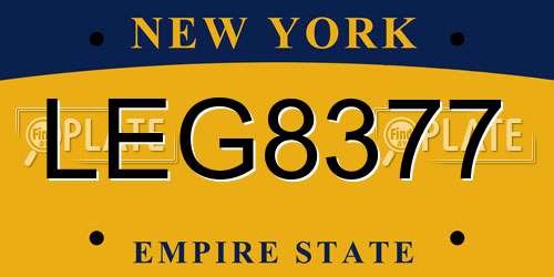 LEG8377 New York License Plate