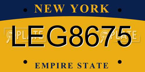 LEG8675 New York License Plate