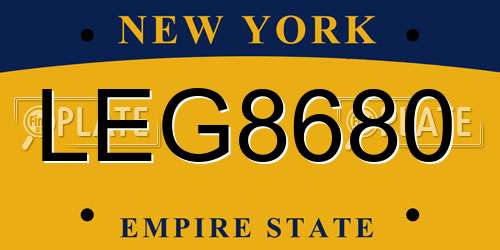 LEG8680 New York License Plate