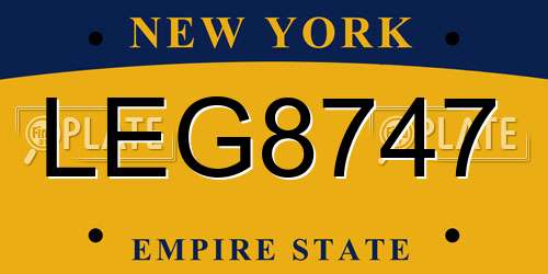 LEG8747 New York License Plate