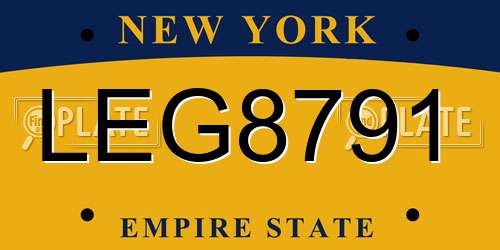 LEG8791 New York License Plate