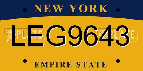 LEG9643 New York License Plate