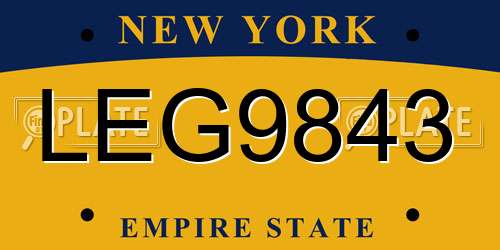 LEG9843 New York License Plate