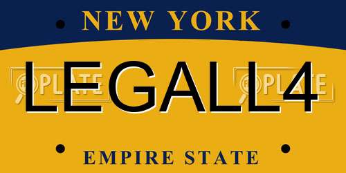 LEGALL4 New York License Plate