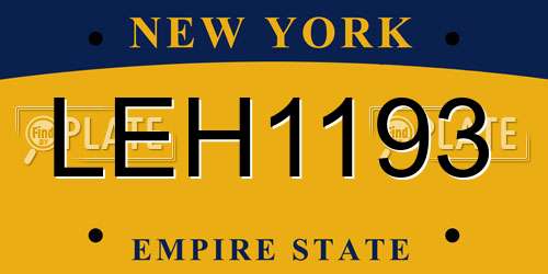 LEH1193 New York License Plate