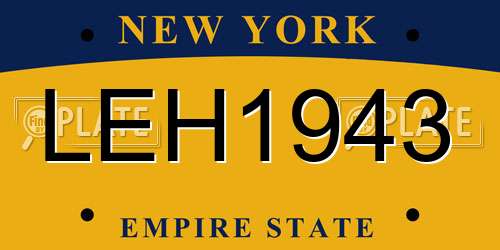 LEH1943 New York License Plate
